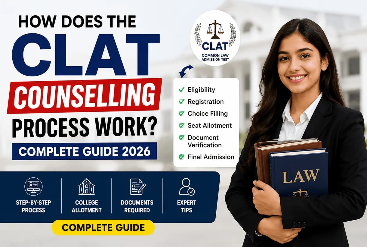 CLAT counselling process explained step by step infographic for NLU admission