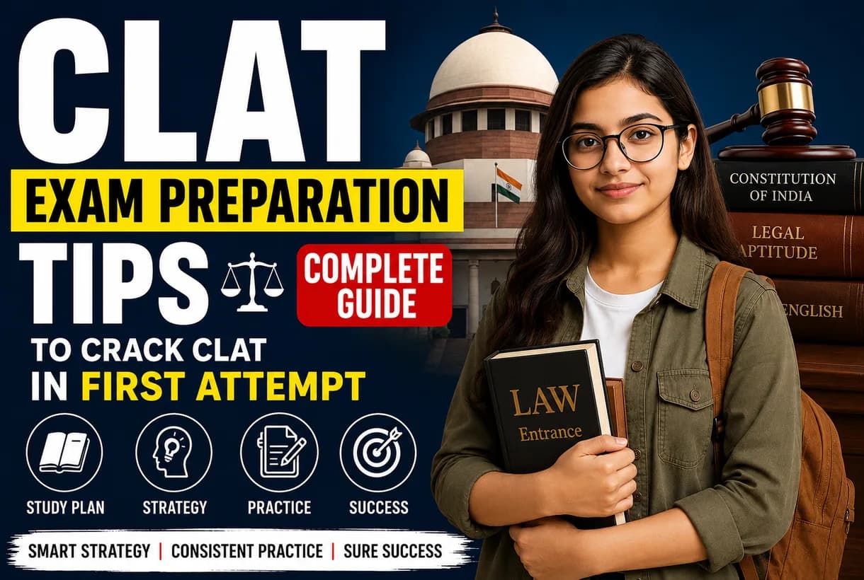 Student preparing for CLAT exam using structured study plan and mock tests